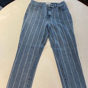 striped mom jeans